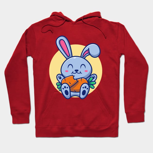 Cute Rabbit Eating Carrot Cartoon Hoodie by Catalyst Labs